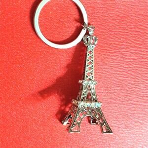 Eiffel Tower Key Chain 4" Simulated Diamonds Bag Charm Travel Paris Glam NEW